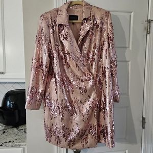 Eloquii Sequin Rose-colored blazer dress